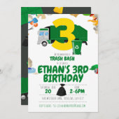 Garbage Truck Birthday, Garbage Truck 3. Geburtsta Einladung (Vorne/Hinten)