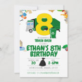Garbage Truck Birthday, Garbage Truck 8. Geburtsta Einladung (Vorderseite)