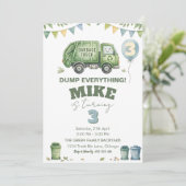 Garbage Truck Birthday Invitation Einladung (Stehend Vorderseite)