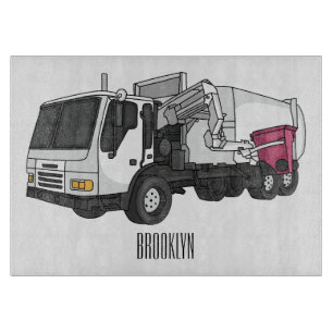 Garbage truck cartoon illustration schneidebrett
