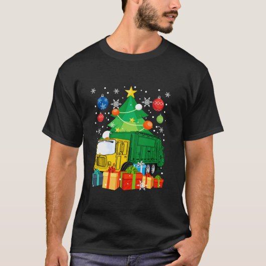 Garbage Truck Christmas Tree Lights Ornament Decor T-Shirt (Vorderseite)