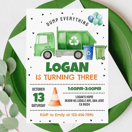 Garbage Truck Einladung zum Geburtstag