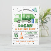 Garbage Truck Einladung zum Geburtstag (Stehend Vorderseite)