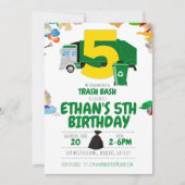Garbage Truck Geburtstag, Garbage Truck 5. Geburts Einladung (Vorderseite)
