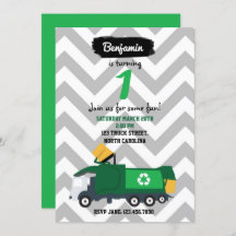 Garbage Truck Geburtstagseinladung für Junge oder 