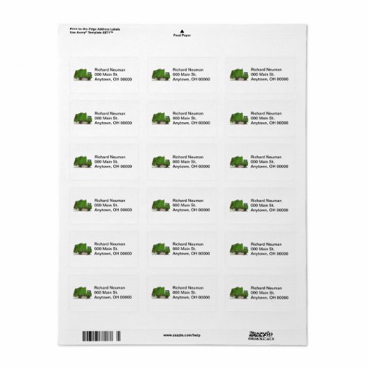 Garbage Truck Green Adressaufkleber (Vorne)