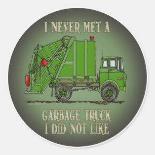 Garbage Truck Green Operator Zitat Kids Sticker