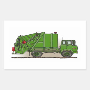 Garbage Truck Green Rechteckiger Aufkleber
