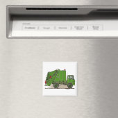 Garbage Truck Green Square Magnet (In Situ (Geschirrspüler))