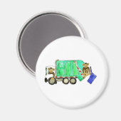 Garbage Truck Monkey Magnet (Vorderseite/Rückseite)