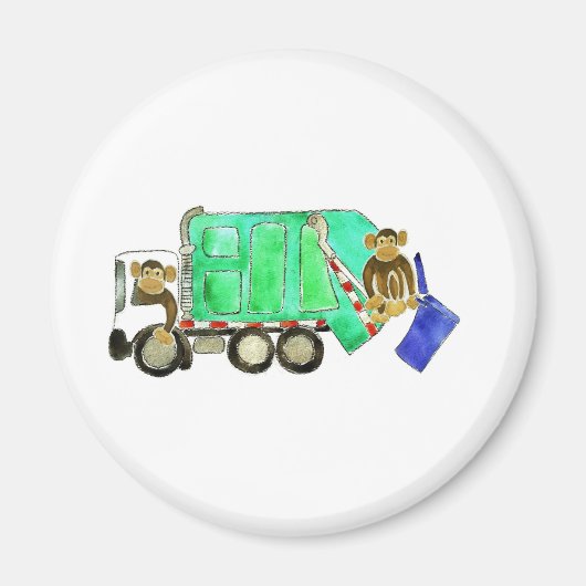 Garbage Truck Monkey Magnet (Vorne)