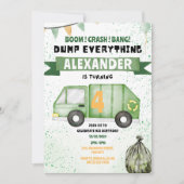 Garbage Truck Müll Recycelnd Geburtstag Einladung (Vorderseite)