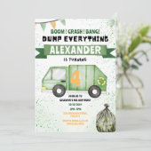 Garbage Truck Müll Recycelnd Geburtstag Einladung (Stehend Vorderseite)