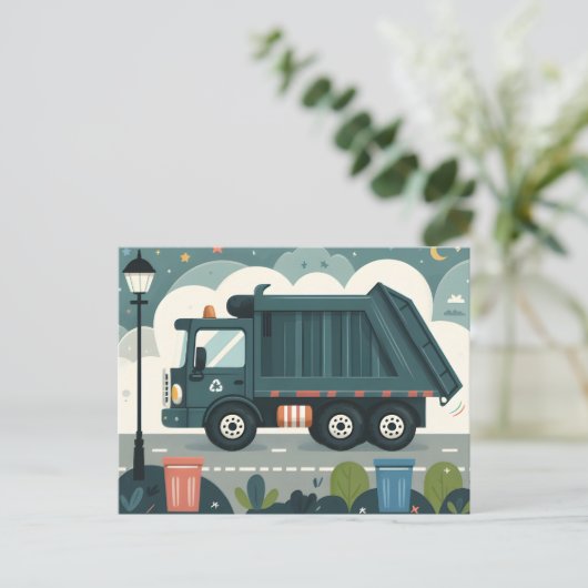 Garbage Truck Postkarte (Stehend Vorderseite)
