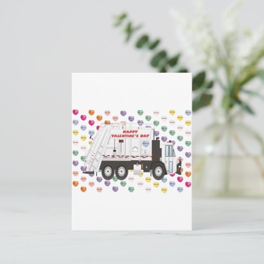 Garbage Truck Valentines Feiertagspostkarte (Stehend Vorderseite)