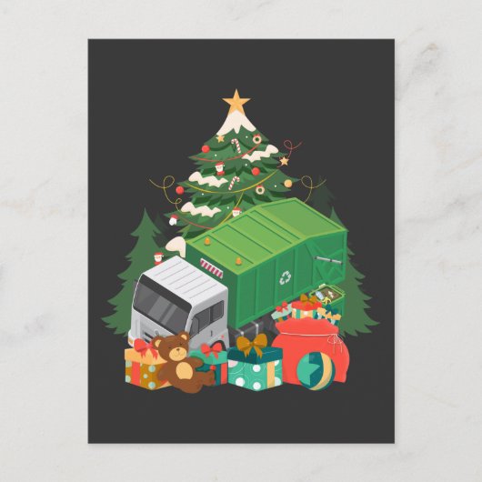 Garbage Truck Weihnachtsbaum Xmas Trucker Postkarte (Vorderseite)