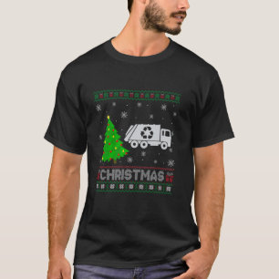 Garbage Truck Xmas Tree Lighting Ugly Weihnachtssc T-Shirt