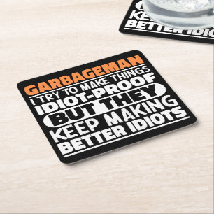 Garbageman Ich versuche Dinge zu machen Lustige Sp Rechteckiger Pappuntersetzer