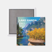 Gardasee & gelbe Blumen Ölgemälde Magnet (Vorderseite/Rückseite)