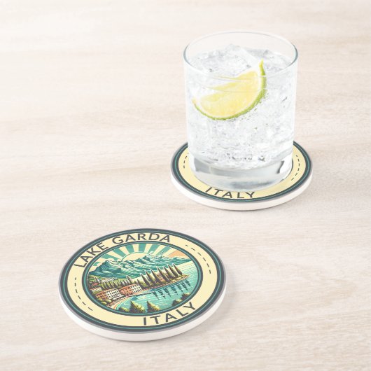 Gardasee - Italien Illustration Reisen Kunst, Dich Getränkeuntersetzer (Seite)