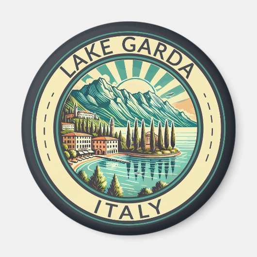 Gardasee - Italien Illustration Reisen Kunst, Dich Magnet (Vorne)