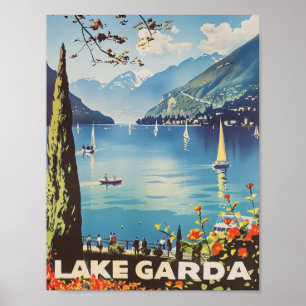 Gardasee Italien Vintage Berühmter Reiseort Poster