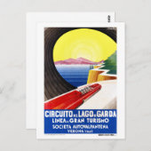 Gardasee Italien Vintage Reisen Plakat Restauriert Postkarte (Vorne/Hinten)