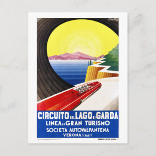 Gardasee Italien Vintage Reisen Plakat Zurück in d Postkarte