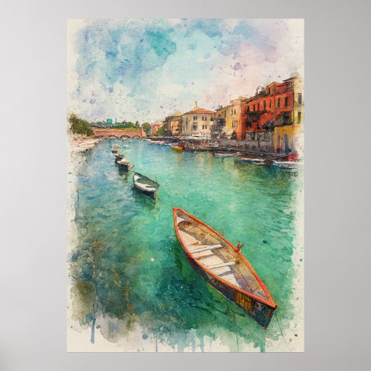 Gardasee (Lago di Garda) - Wasserfarbspritzer Poster (Vorne)