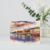 Gardasee (Lago di Garda) - Wasserfarbspritzer Postkarte (Stehend Vorderseite)
