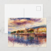 Gardasee (Lago di Garda) - Wasserfarbspritzer Postkarte (Vorne/Hinten)