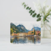 Gardasee (Lago di Garda) - Wasserfarbspritzer Postkarte (Stehend Vorderseite)