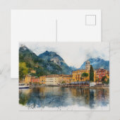 Gardasee (Lago di Garda) - Wasserfarbspritzer Postkarte (Vorne/Hinten)