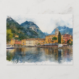 Gardasee (Lago di Garda) - Wasserfarbspritzer Postkarte
