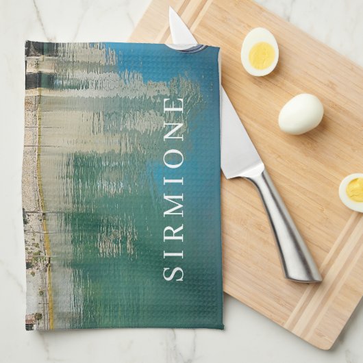 Gardasee Sirmione Burgen von Castel San Pietro Geschirrtuch (Viertel Falte)