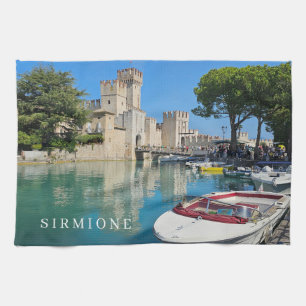 Gardasee Sirmione Burgen von Castel San Pietro Geschirrtuch
