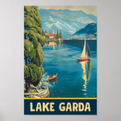 Gardasee Vintager Berg- und Talsee Poster (Vorne)