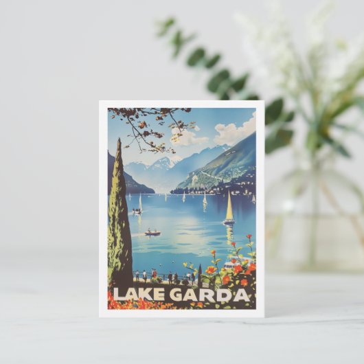 Gardasee Vintager Berg- und Talsee Postkarte (Stehend Vorderseite)