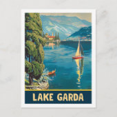 Gardasee Vintager Berg- und Talsee Postkarte (Vorderseite)