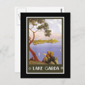 "Gardasee" Vintages italienisches Reiseplakat Postkarte (Vorne/Hinten)