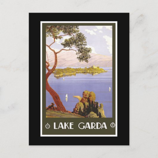 "Gardasee" Vintages italienisches Reiseplakat Postkarte (Vorderseite)