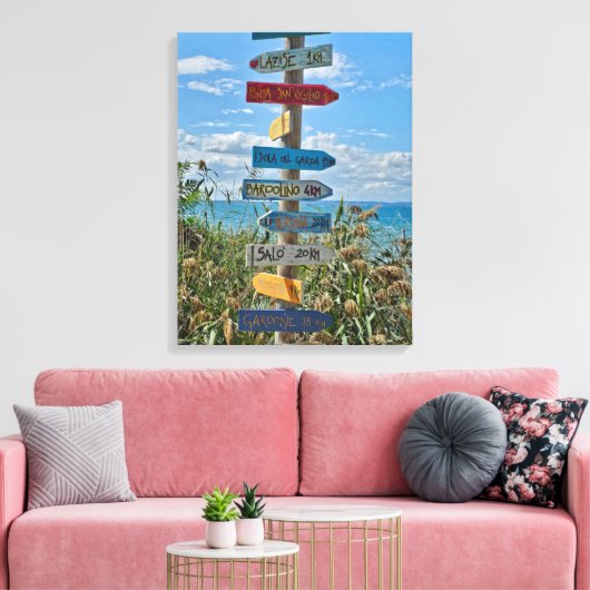 Gardasee Wegweiser Leinwand (Insitu (Wohnzimmer))
