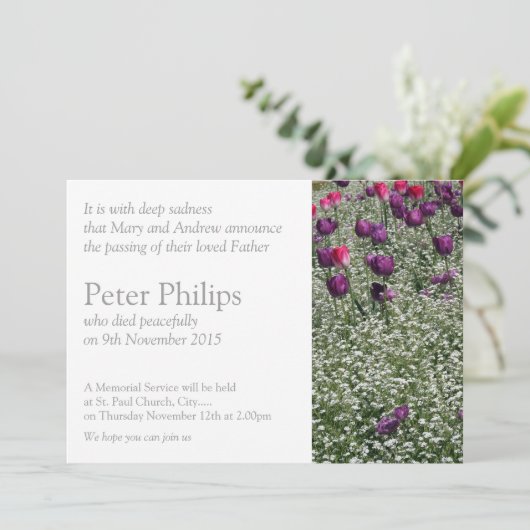 Garden 1 Tulips Gedenkfeier Ankündigung (Stehend Vorderseite)