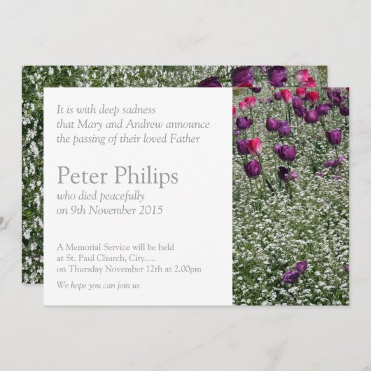 Garden 1 Tulips Gedenkfeier Ankündigung (Vorne/Hinten)