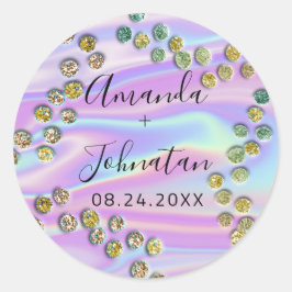 Garden Abstrakt Dots Name Datum Schwarze Holografi Runder Aufkleber