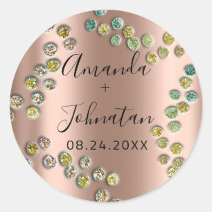 Garden Abstrakt Dots Name Datum Schwarze Rose Runder Aufkleber