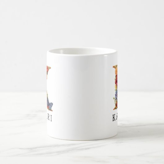 Garden Alphabet Letter K Monogram Coffee Tasse (Mittel)