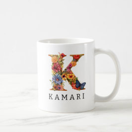 Garden Alphabet Letter K Monogram Coffee Tasse