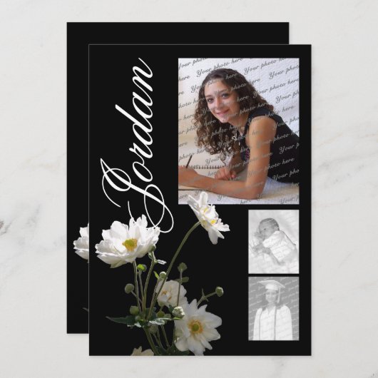 Garden Anemone Blume Abschluss Einladung (Vorne/Hinten)