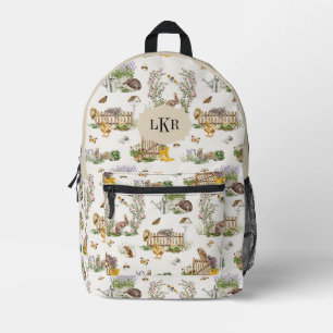 Garden & Animal Muster 3-Letter-Monogramm Bedruckter Rucksack